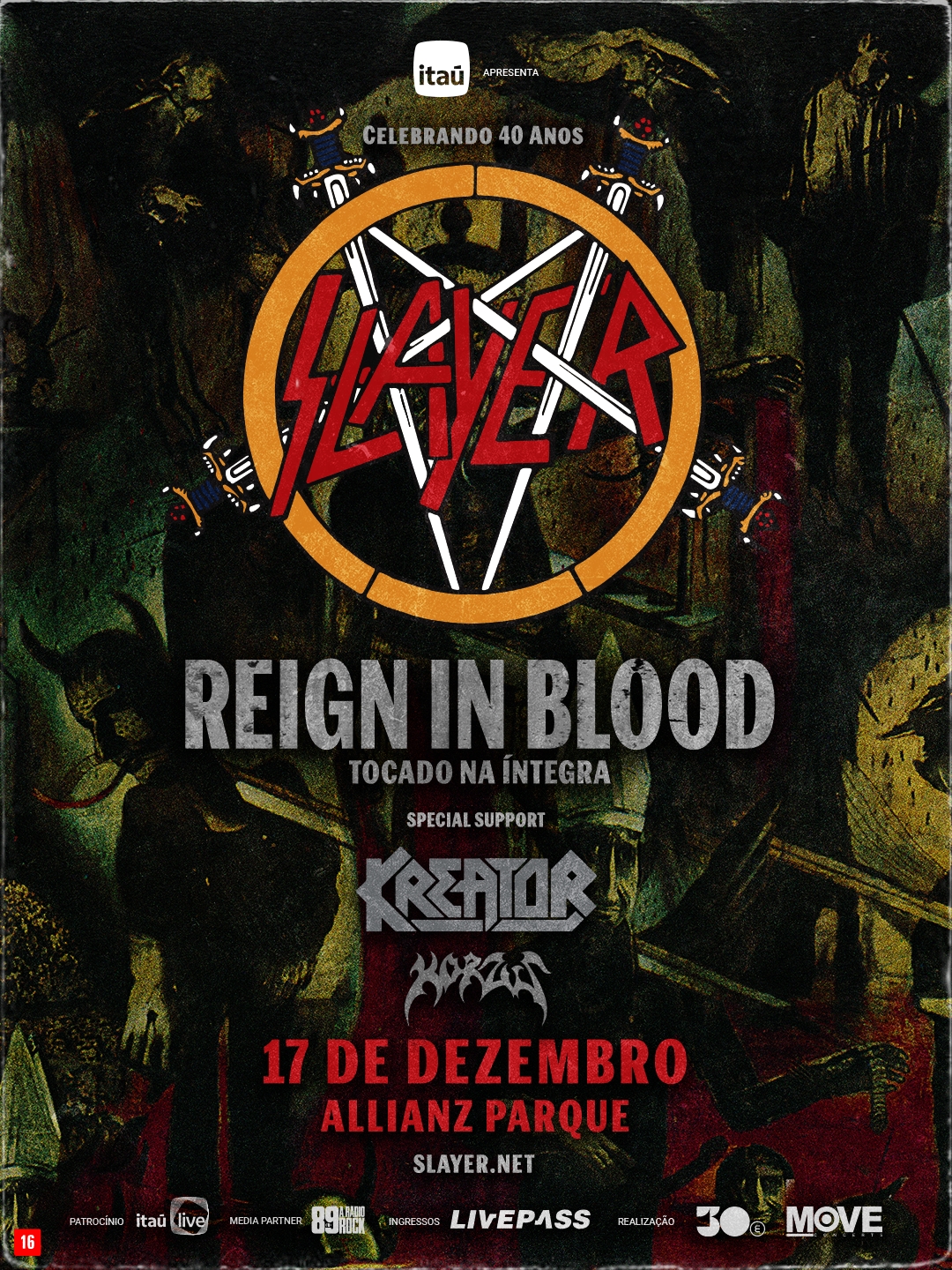 Slayer faz show único em São Paulo para celebrar os 40 anos da obra-prima “Reign In Blood”
